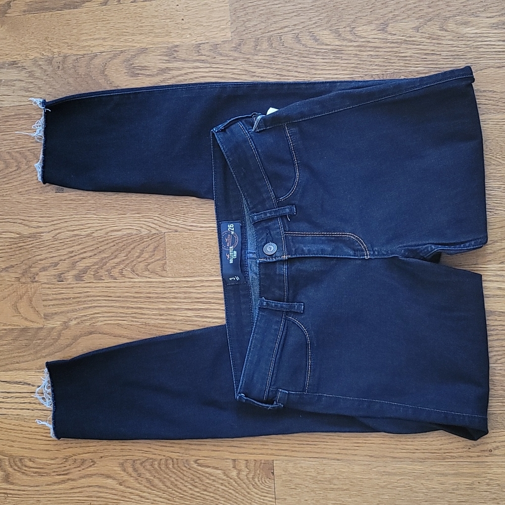 HOLISTER Dark Wash Crop Jeggings Raw Edge Sz 3/26